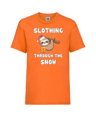 Детска тениска Коледа Slothing Through The Snow