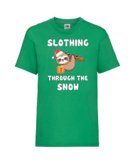 Детска тениска Коледа Slothing Through The Snow