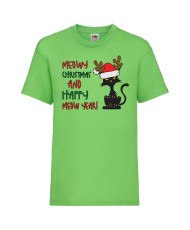 Детска тениска Коледа Meowy Christmas And Happy Meow Year