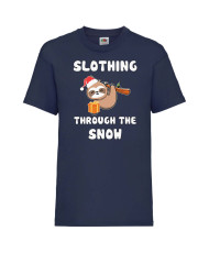 Детска тениска Коледа Slothing Through The Snow