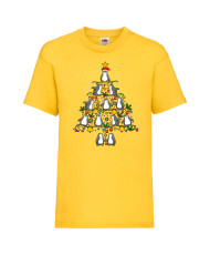 Детска тениска Коледа Penguin Christmas Tree Lights
