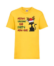 Детска тениска Коледа Meowy Christmas And Happy Meow Year