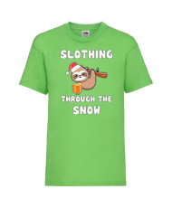 Детска тениска Коледа Slothing Through The Snow