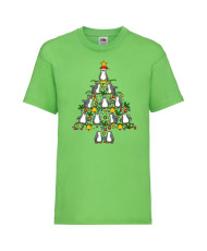 Детска тениска Коледа Penguin Christmas Tree Lights