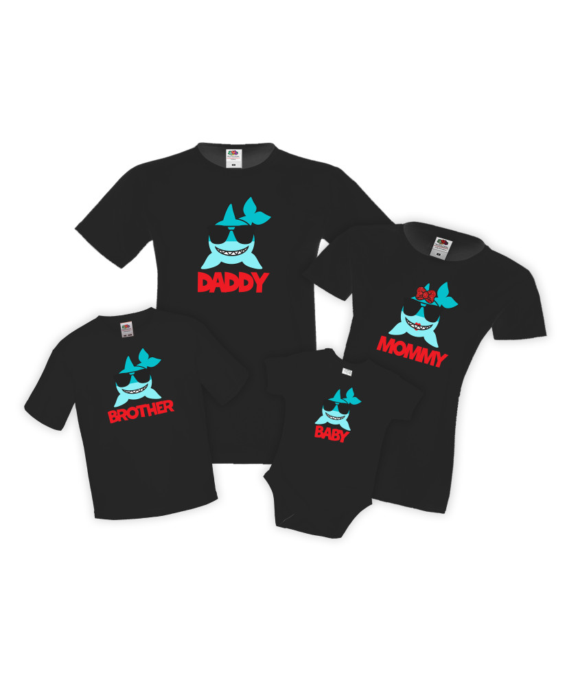 Семейни тениски Baby Shark Dady Shark Mammy Shark