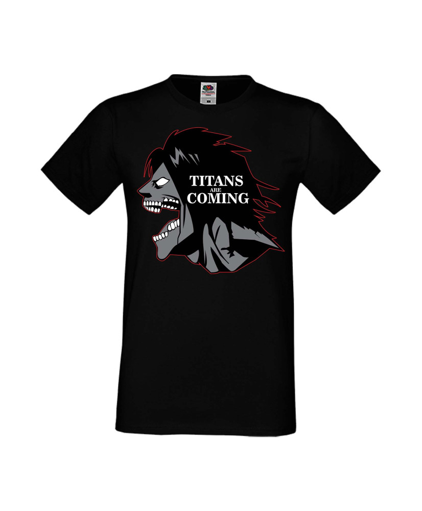 Мъжка тениска Manga Anime Attack on Titan titans are comings