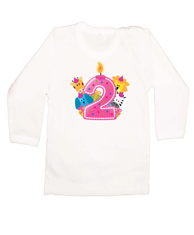 Детска тениска Рожден ден Second Birthday candle Animals Детска тениска Рожден ден Second Birthday candle Animals