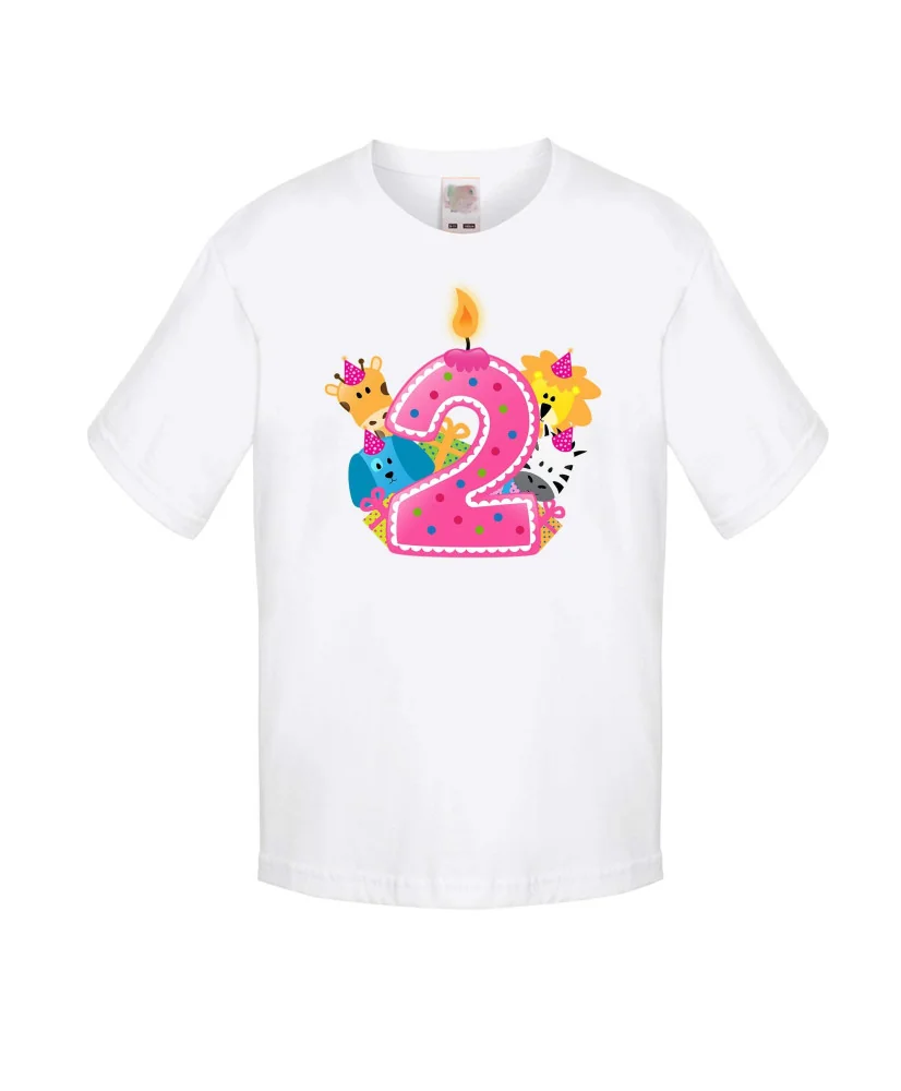 Детска тениска Рожден ден Second Birthday candle Animals Детска тениска Рожден ден Second Birthday candle Animals