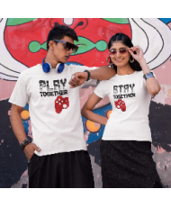 Комплект тениски за влюбени геймъри Play Together Stay Together