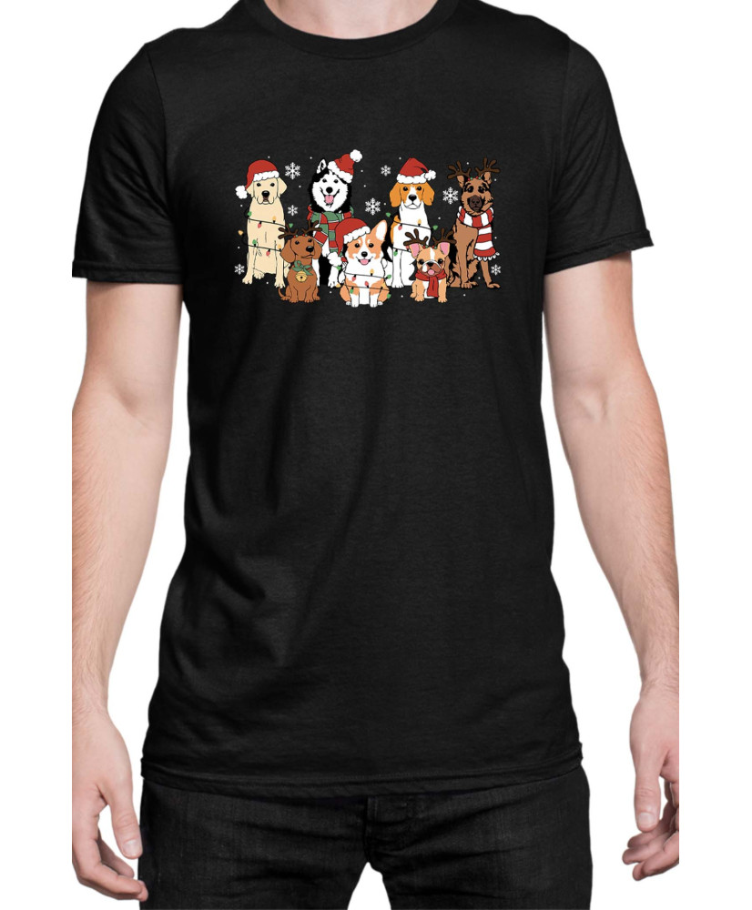 Мъжка Коледна Тениска Christmas dogs Коледни кучета