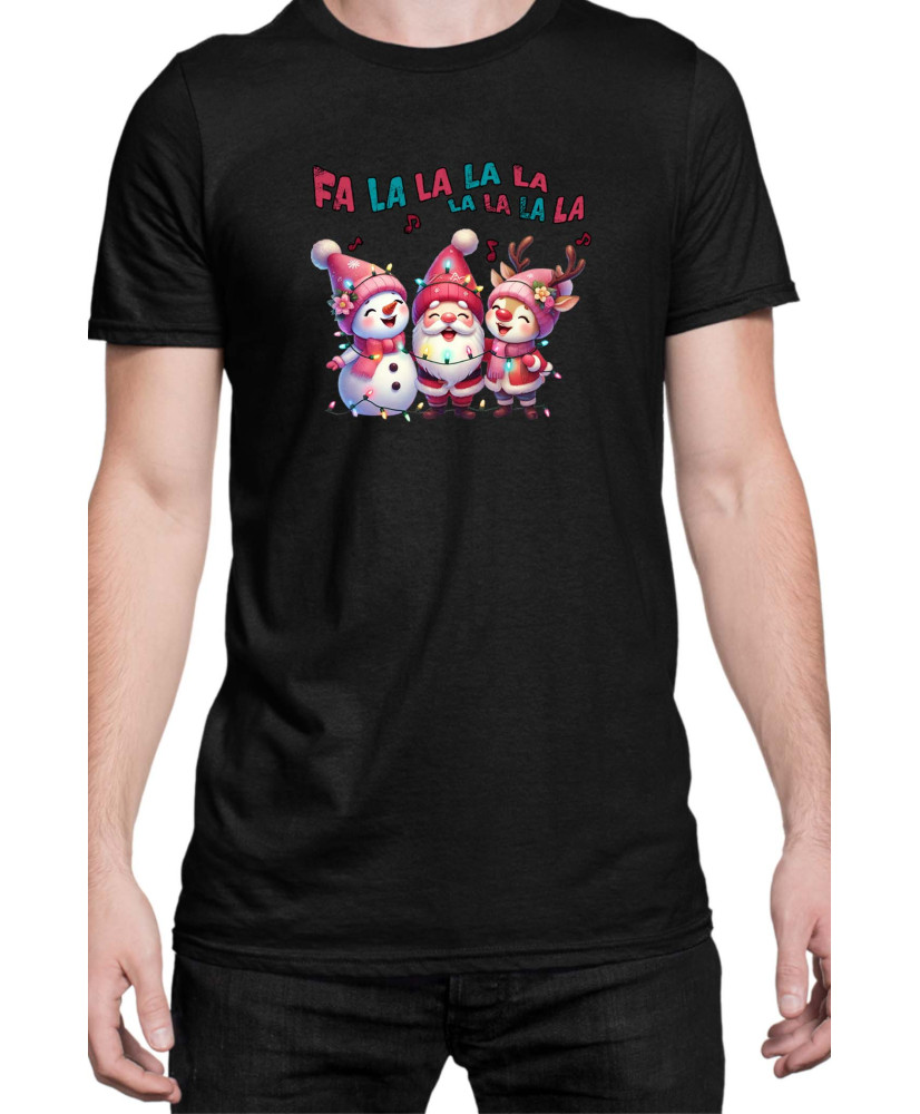Мъжка Коледна Тениска Fa La La Fa La La Коледна песен