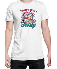 Мъжка Коледна Тениска Feelin A Little Frosty Замръзнало Котенце