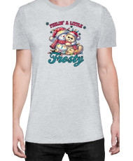 Мъжка Коледна Тениска Feelin A Little Frosty Замръзнало Котенце