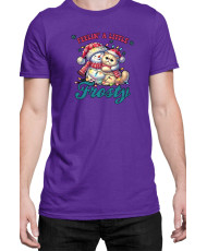 Мъжка Коледна Тениска Feelin A Little Frosty Замръзнало Котенце