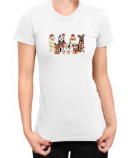 Дамска Коледна тениска Christmas Dogs Коледни кучета