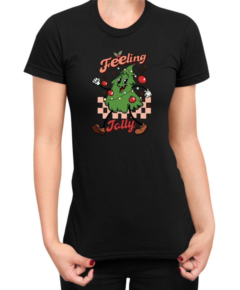 Дамска Коледна тениска Feeling Jolly Retro Christmas
