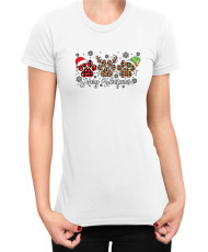 Дамска Коледна тениска Merry Woofmas 01 Весела Коледа Кученца