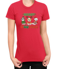 Дамска Коледна тениска Merry Woofmas 02 Весела Коледа Кученца