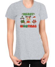 Дамска Коледна тениска Merry Woofmas 02 Весела Коледа Кученца