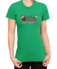 Дамска Коледна тениска Merry Woofmas 01 Весела Коледа Кученца