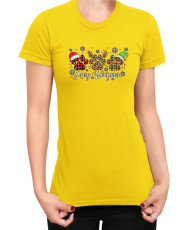 Дамска Коледна тениска Merry Woofmas 01 Весела Коледа Кученца
