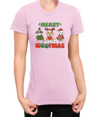 Дамска Коледна тениска Merry Woofmas 02 Весела Коледа Кученца