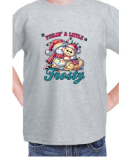 Детска Коледна Тениска Feelin A Little Frosty Замръзнало Котенце