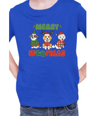 Детска Коледна Тениска Merry Woofmas 02 Весела Коледа Кученца
