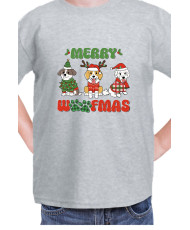 Детска Коледна Тениска Merry Woofmas 02 Весела Коледа Кученца
