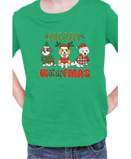 Детска Коледна Тениска Merry Woofmas 02 Весела Коледа Кученца