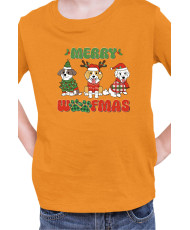Детска Коледна Тениска Merry Woofmas 02 Весела Коледа Кученца