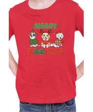 Детска Коледна Тениска Merry Woofmas 02 Весела Коледа Кученца