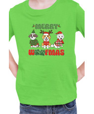 Детска Коледна Тениска Merry Woofmas 02 Весела Коледа Кученца