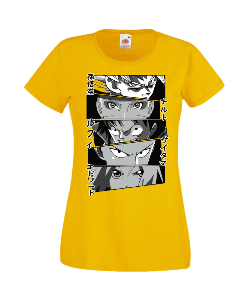 Дамска Тениска Manga Anime Anime Heroes Naruto Goku Luffy Sakura