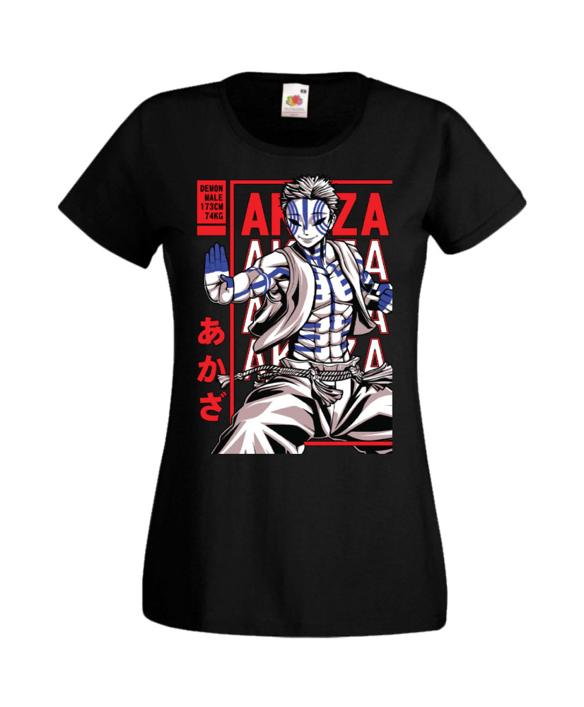 Дамска Тениска Manga Anime Demon Slayer Akaza Дамска Тениска Manga Anime Demon Slayer Akaza