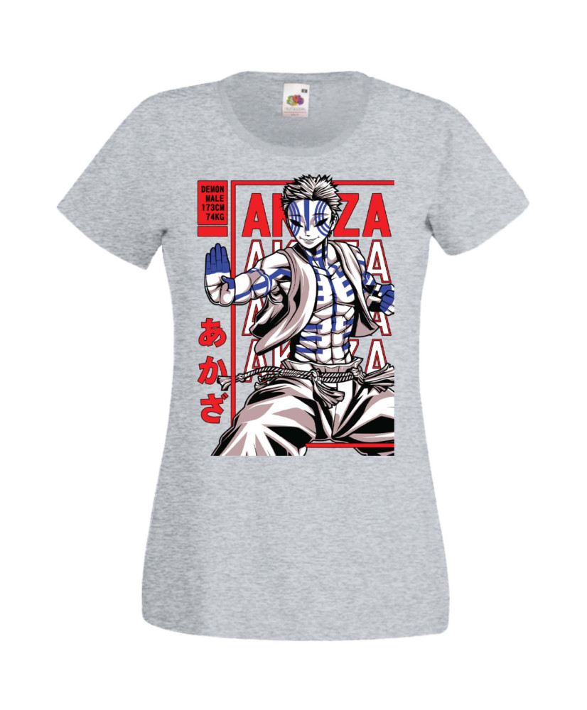 Дамска Тениска Manga Anime Demon Slayer Akaza Дамска Тениска Manga Anime Demon Slayer Akaza