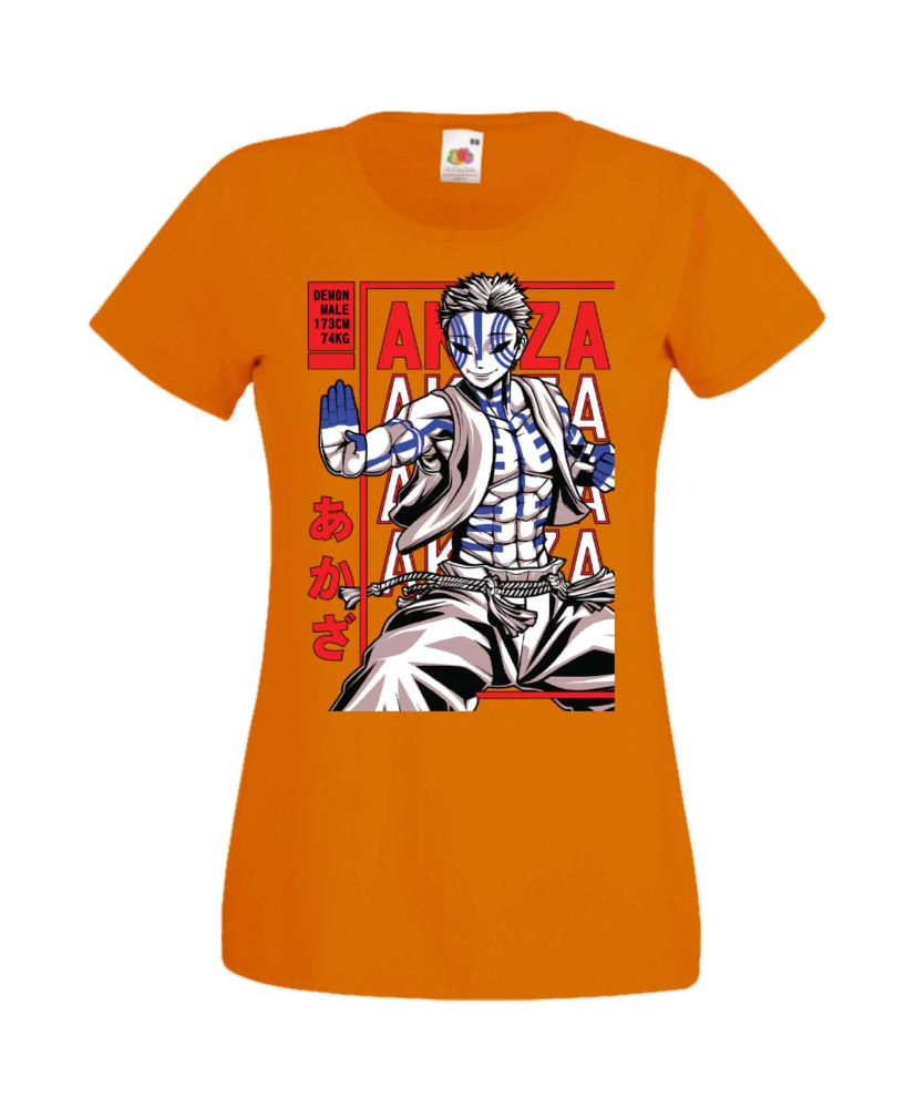 Дамска Тениска Manga Anime Demon Slayer Akaza Дамска Тениска Manga Anime Demon Slayer Akaza