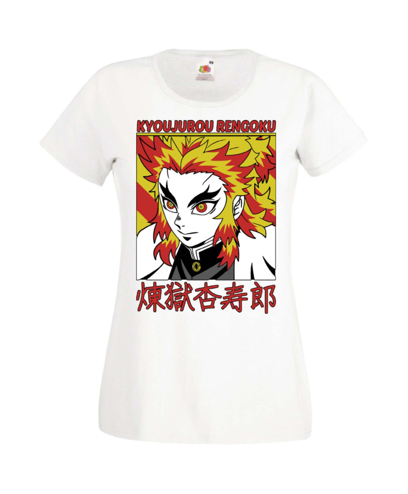 Дамска Тениска Manga Anime Demon Slayer Kyojuro Rengoku 02 Дамска Тениска Manga Anime Demon Slayer Kyojuro Rengoku 02