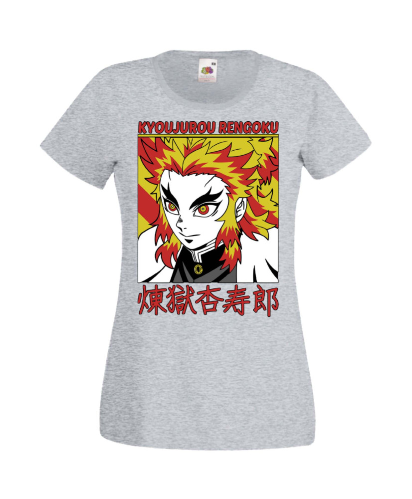 Дамска Тениска Manga Anime Demon Slayer Kyojuro Rengoku 02 Дамска Тениска Manga Anime Demon Slayer Kyojuro Rengoku 02
