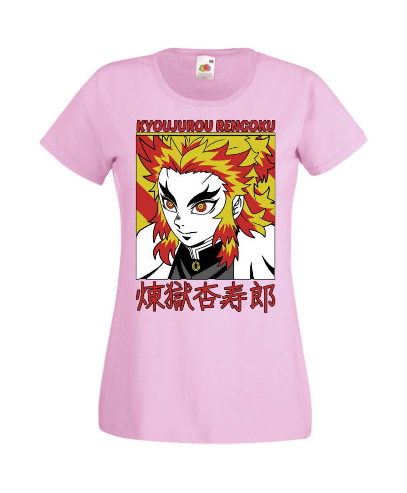 Дамска Тениска Manga Anime Demon Slayer Kyojuro Rengoku 02 Дамска Тениска Manga Anime Demon Slayer Kyojuro Rengoku 02