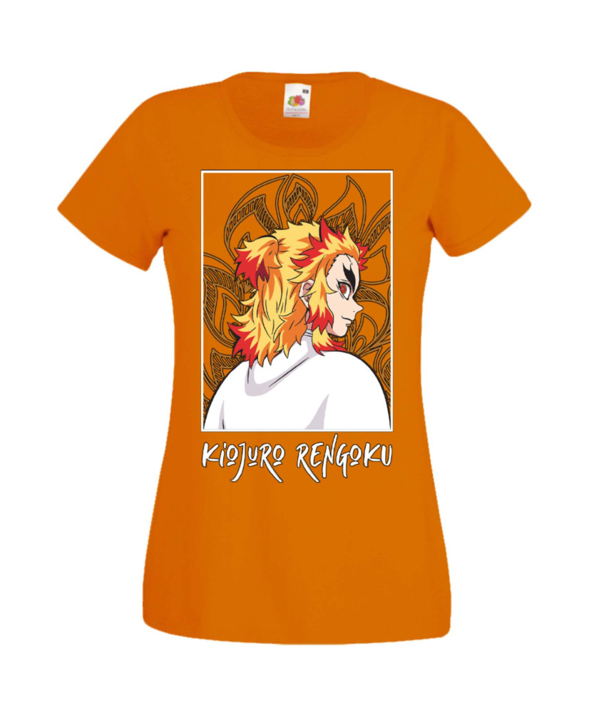 Дамска Тениска Manga Anime Demon Slayer Kyojuro Rengoku 03 Дамска Тениска Manga Anime Demon Slayer Kyojuro Rengoku 03