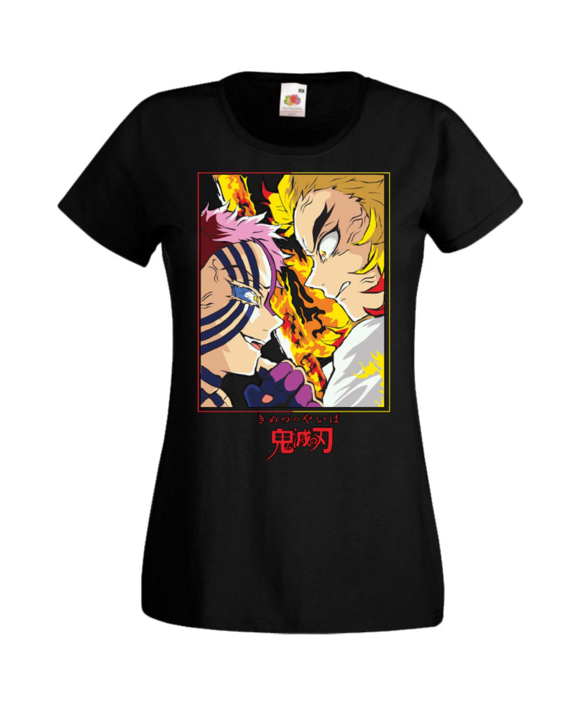 Дамска Тениска Manga Anime Demon Slayer Rengoku Vs Akaza Дамска Тениска Manga Anime Demon Slayer Rengoku Vs Akaza