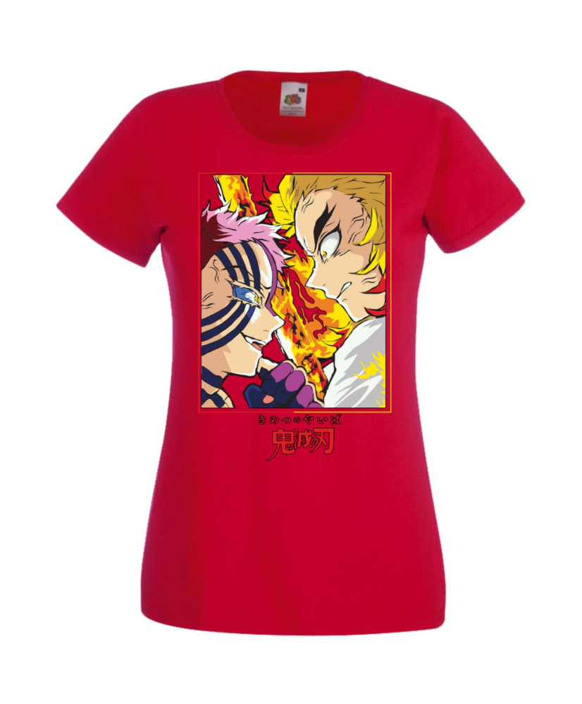Дамска Тениска Manga Anime Demon Slayer Rengoku Vs Akaza