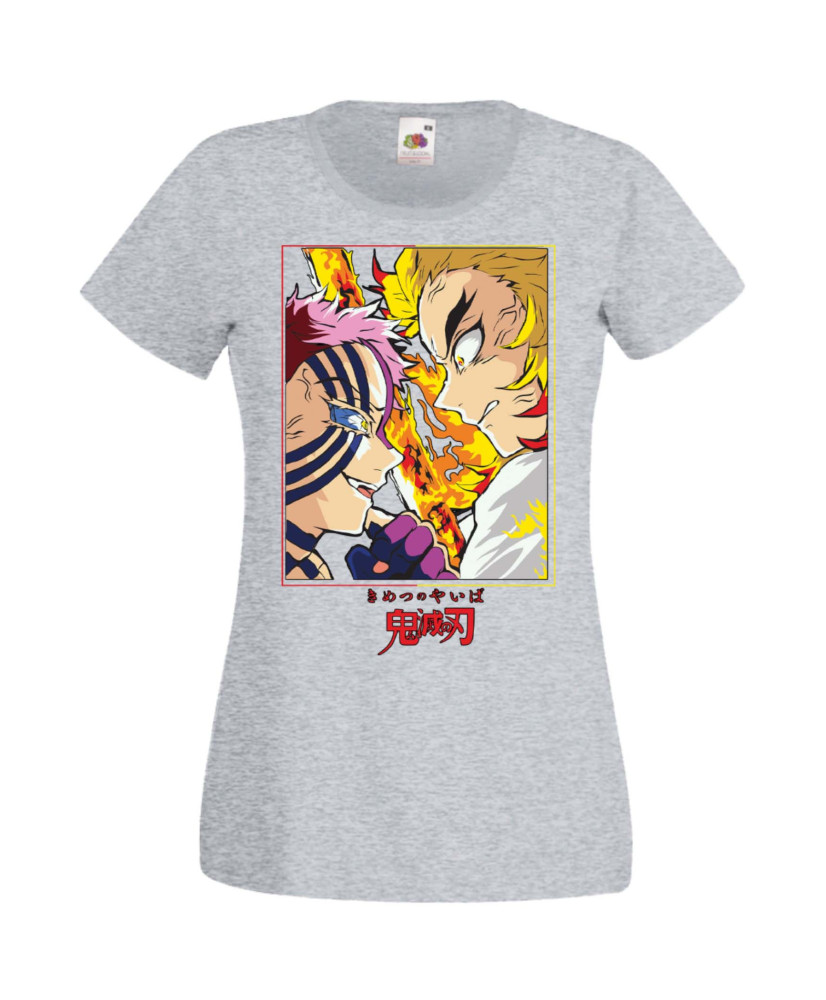 Дамска Тениска Manga Anime Demon Slayer Rengoku Vs Akaza Дамска Тениска Manga Anime Demon Slayer Rengoku Vs Akaza