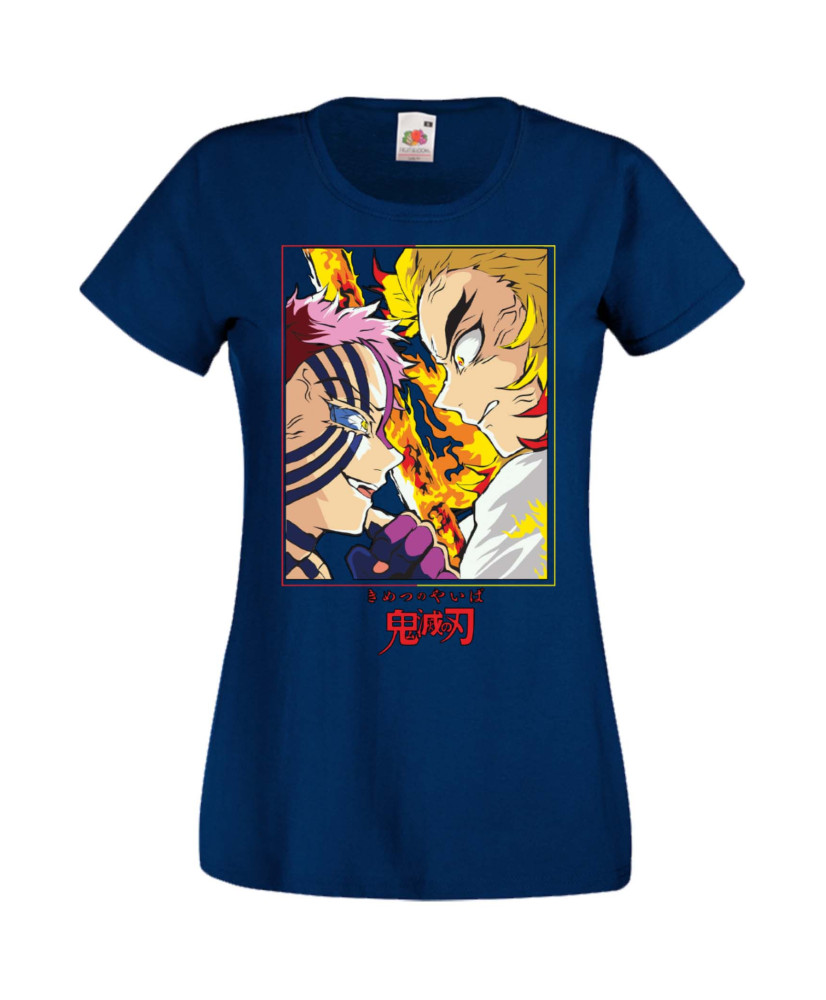 Дамска Тениска Manga Anime Demon Slayer Rengoku Vs Akaza Дамска Тениска Manga Anime Demon Slayer Rengoku Vs Akaza