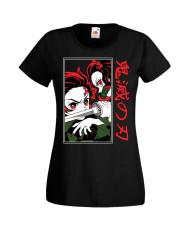 Дамска Тениска Manga Anime Demon Slayer Tanjiro Nezuko Fighting