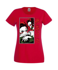 Дамска Тениска Manga Anime Demon Slayer Tanjiro Nezuko Fighting