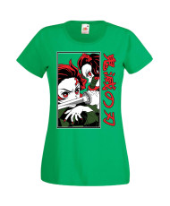 Дамска Тениска Manga Anime Demon Slayer Tanjiro Nezuko Fighting