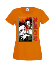 Дамска Тениска Manga Anime Demon Slayer Tanjiro Nezuko Fighting