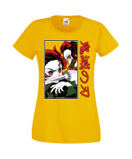Дамска Тениска Manga Anime Demon Slayer Tanjiro Nezuko Fighting